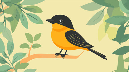 Cute Kawaii Oriole Bird Vector Illustration for Designs