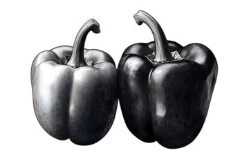 Png bell pepper black and white illustration, transparent background