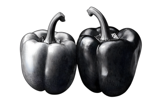 Png bell pepper black and white illustration, transparent background