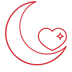 Crescent moon with a heart symbolizing love and dreams