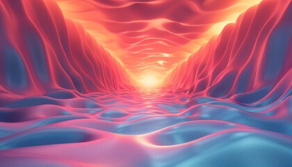 Obraz premium A long, narrow tunnel with a bright orange sun shining through it