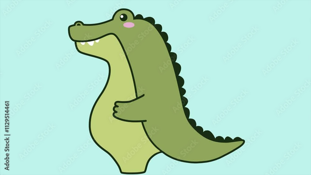 Poster cute little crocodile side view. minimal modern seamless motion design. abstract loop animation