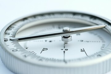 Close-up of metallic dial with pointer and markings.