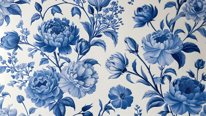 Red blue black and White Floral Pattern