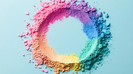 Rainbow Powder Pigment Circle  Pastel Colors  Makeup  Craft Supplies   Artistic Background