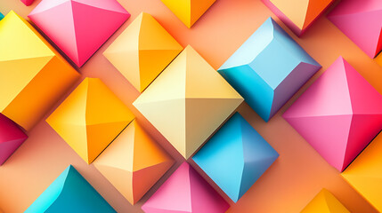 Obraz premium Colorful Geometric Shapes Background Abstract Pyramid Cube Design