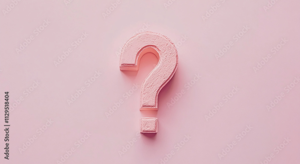 Poster decorative pink question mark symbol against smooth background emphasizes curiosity and inquiry in a