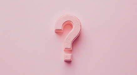 Decorative pink question mark symbol against smooth background emphasizes curiosity and inquiry in artistic presentation