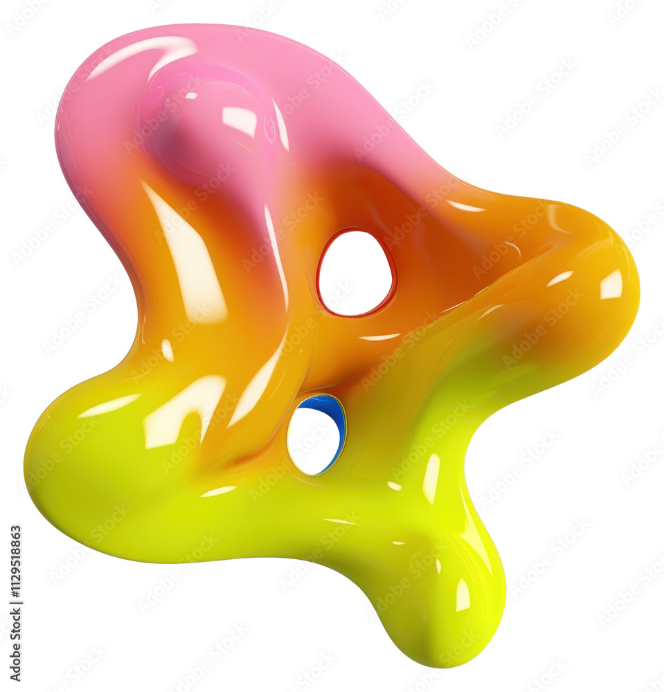 Poster png 3d render of abstract fluid shape represent of basic shape appliance balloon device.