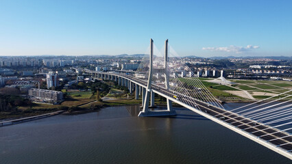 ponte vasco da gama, lisboa, portugal, imagens aéreas