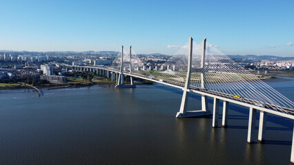ponte vasco da gama, lisboa, portugal, imagens aéreas