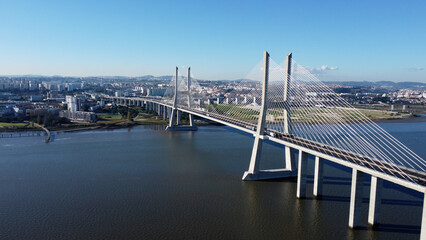 ponte vasco da gama, lisboa, portugal, imagens aéreas