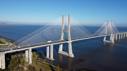 ponte vasco da gama, lisboa, portugal, imagens aéreas