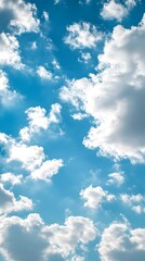 Fototapeta premium A pastel pink and blue sky with fluffy clouds, creating an ethereal atmosphere