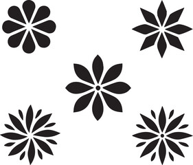 abstract floral design flower vector black Set
