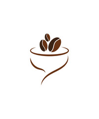 Obraz premium Caffeine simple icon. Coffee bean icon isolated on white background. Line bean icon. coffee shop logo template