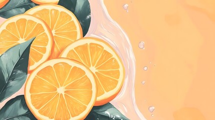 A close-up of orange slices submerged in sparkling water, with light reflections creating an ethereal atmosphere