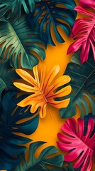 Tropical leaves colorful vibrant artwork high resolution image