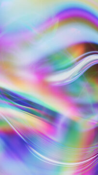 Vibrant abstract neon waves with light refraction