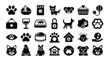 Pets & Animals related icon editable stroke outline  set of different types small icons isolated on white background flat vector illustration