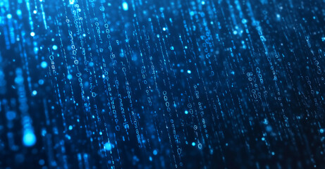 Digital patterns create a mesmerizing visual effect in deep blue tones reminiscent of a futuristic data stream
