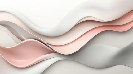 Elegant abstract waves in soft pink and white tones, creating a harmonious flowing pattern.