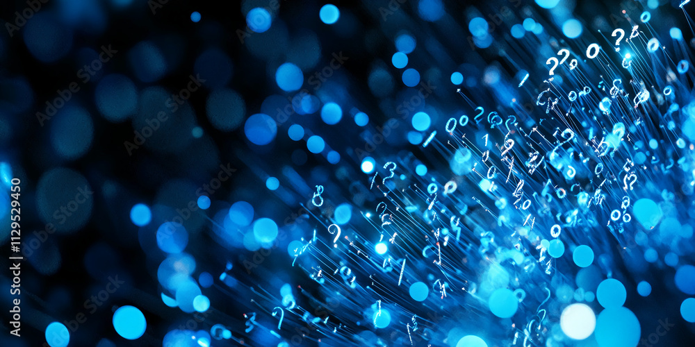 Poster Light and data converge in vibrant blue particles creating a digital atmosphere