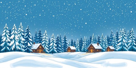 Christmas banner. Beautiful night scene with a snowy landscape and a starry sky. abstract beautiful night scene, snowy, a starry sky, art painting texture oil acrylic brushstroke, pallet knife on canv