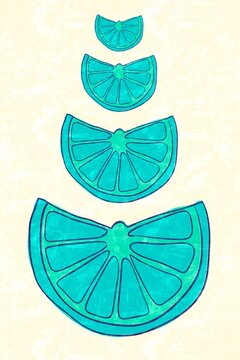 Colorful citrus slices illustration on textured background