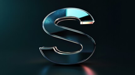Shiny metallic letter S on dark background.