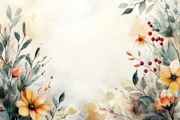 Watercolor floral frame with flowers. Use for wedding invitations, greeting cards