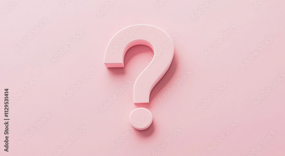 Aufkleber pink question mark on soft pink background invites curiosity and thoughtfulness in creative design