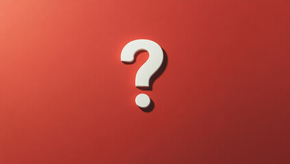 Bold question mark on vibrant red background inviting curiosity and thought