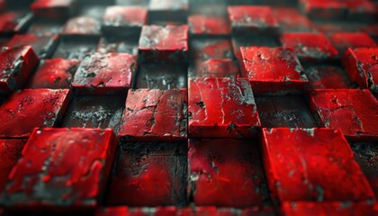 A red and black checkered pattern made of red blocks