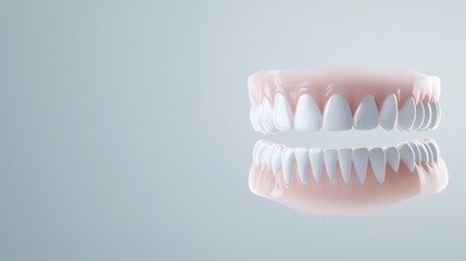 Obraz premium 3d rendering of a set of teeth. the teeth are arranged in a symmetrical pattern, with the top teeth being the largest and the bottom teeth being smaller.