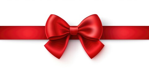 Red gift bow on white background