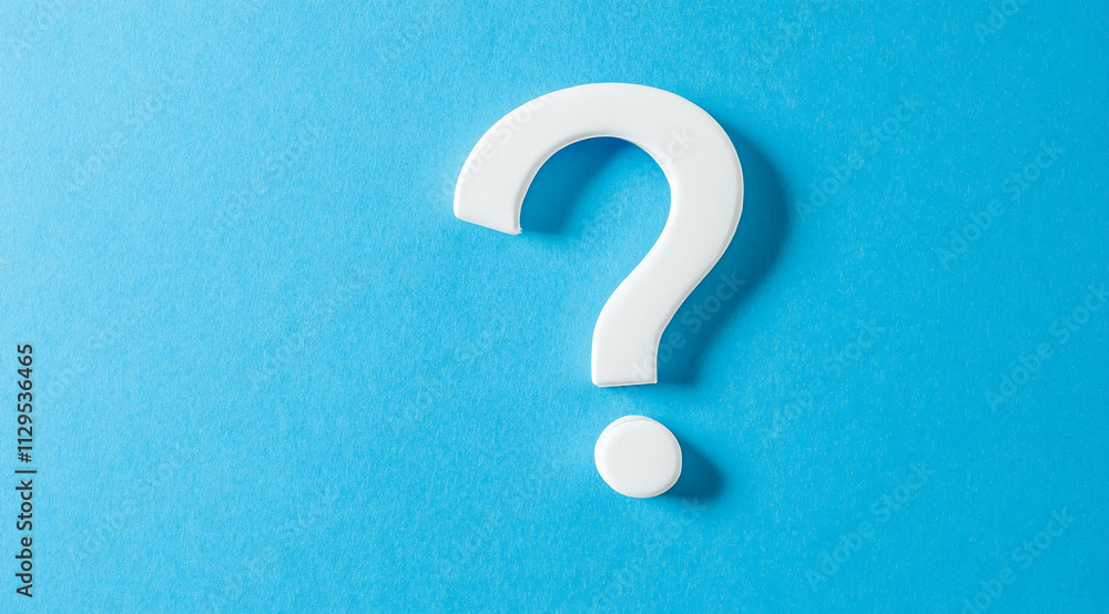 Poster creative question mark symbol on a blue background illustrating curiosity and inquiry in design