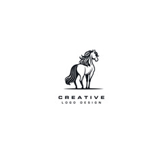 Horse logo icon flat vector design