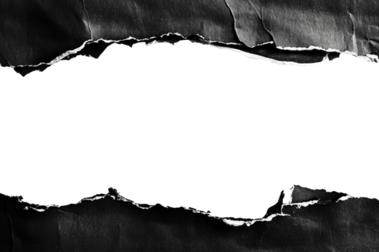 PNG Border frame ripped paper background black white.