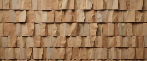 Fototapeta premium Strips of recycled paper arranged in a pattern, abstract, composition, striped