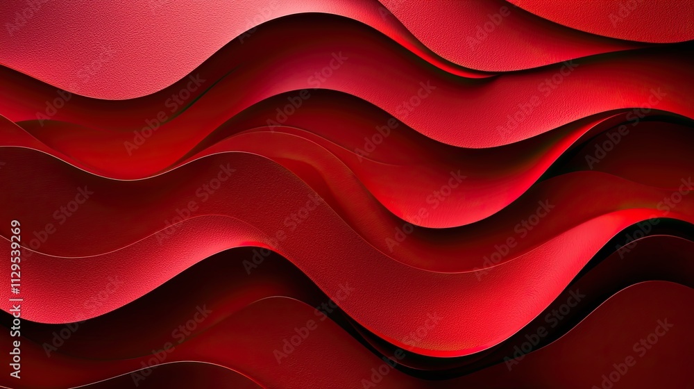 Poster flowing red waves create a dynamic and vibrant abstract pattern for artistic backgrounds