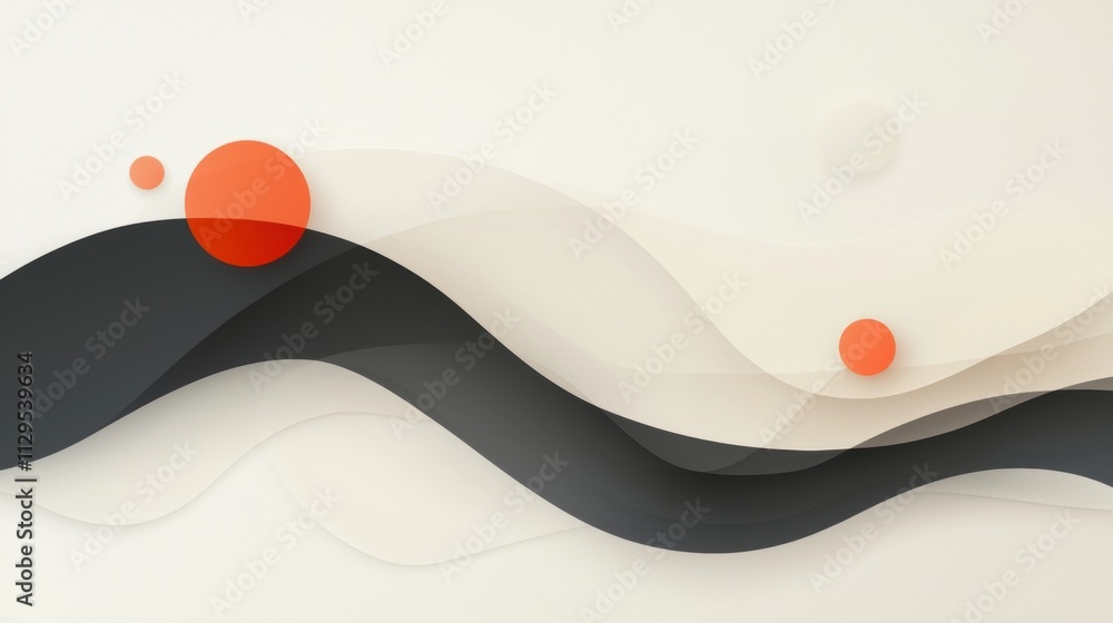 Aufkleber abstract digital art piece with a white background. it features three curved lines in different shad