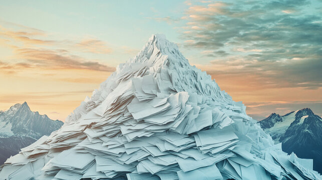 Paper Mountain  Huge Pile of Documents  Office Workload  Business Concept