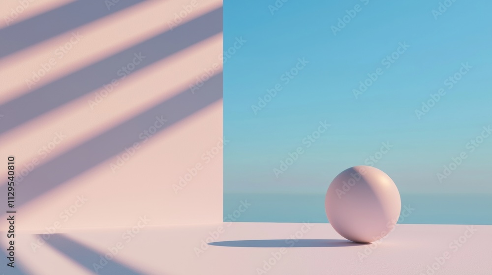Poster 3d rendering of a white sphere on a pink surface. the sphere is spherical and appears to be made of 