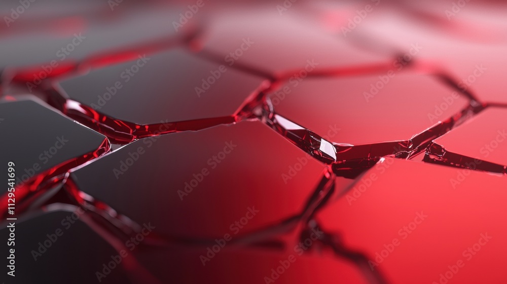 Poster close-up of a group of hexagonal shapes that appear to be broken or cracked. the hexagons are arrang