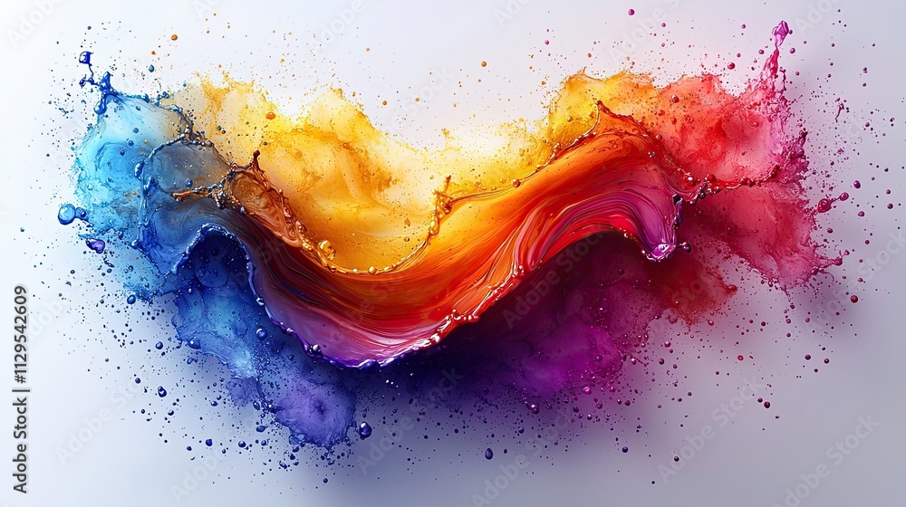 Poster vibrant splash of colorful liquid creating dynamic patterns in abstract art composition
