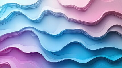Colorful layered abstract background creating a sense of depth with flowing waves in shades of pink and blue