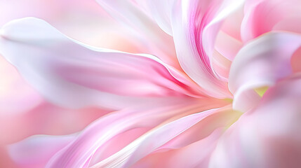 delicate close up of soft pink flower petals, showcasing their graceful curves and gentle hues, evokes sense of tranquility and beauty