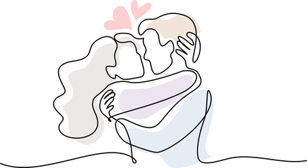 Valentines day romantic design. Woman and man hugs. Love of young couple,