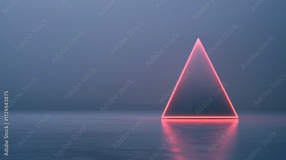 Aufkleber 3d rendering of a triangular prism in the middle of a body of water. the prism is made up of a serie